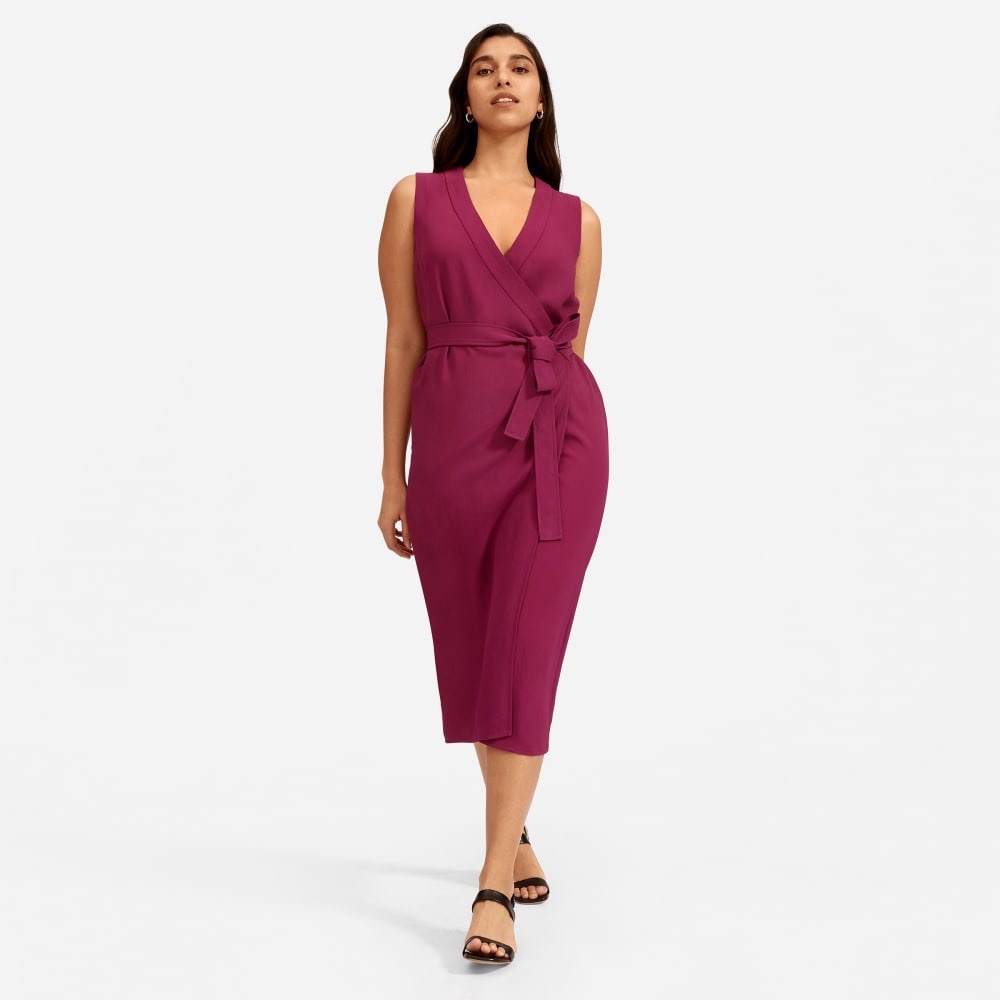 Everlane Japanese GoWeave sleeveless wrap dress